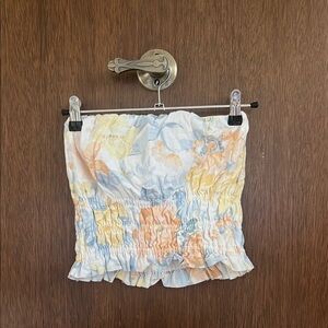 Abercrombie & Fitch Floral Smocked Tube Top - White, Blue, Yellow, Orange